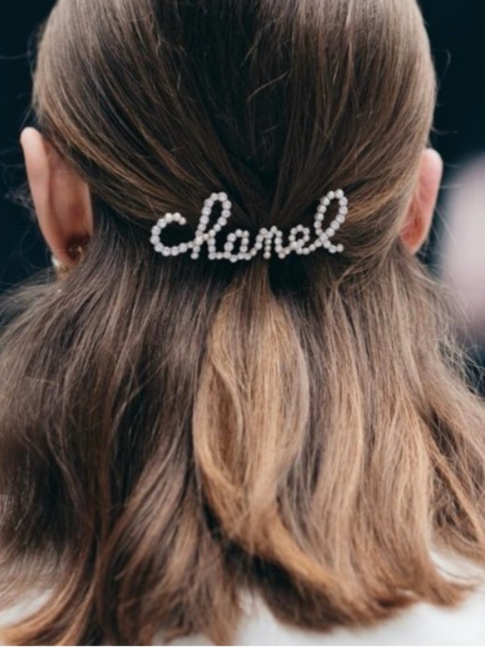 🆕 Pearl and Crystal 'Chanel' Script Hair Clip Pin